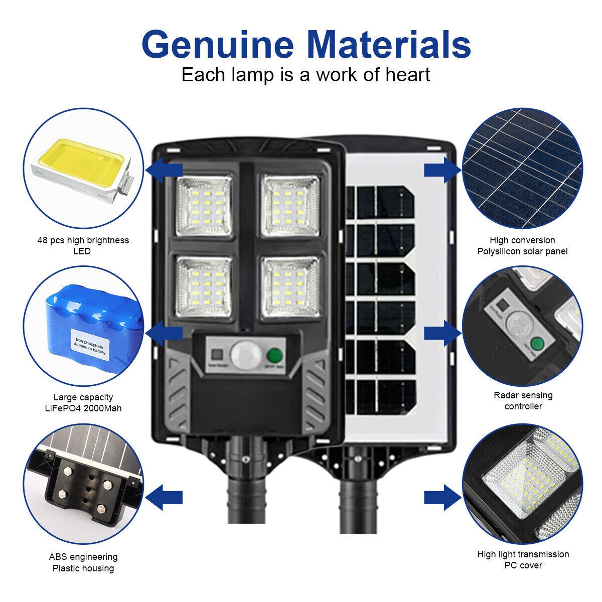 100W LED Solar Floodlight Panel Street Lights Outdoor Waterproof Remote Control
