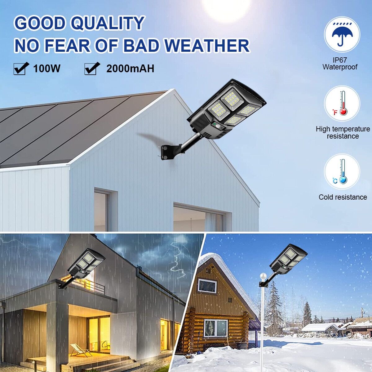 100W LED Solar Floodlight Panel Street Lights Outdoor Waterproof Remote Control
