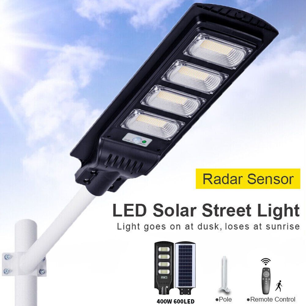 400W Solar Street Light Outdoor Waterproof 9900000 LM IP65 Solar Flood Lights Solar LED Flood Light Dusk to Dawn Lamp Commercial LED Lamp Solar Street Flood Light Outdoor Area Dusk To Dawn Wall Lamp