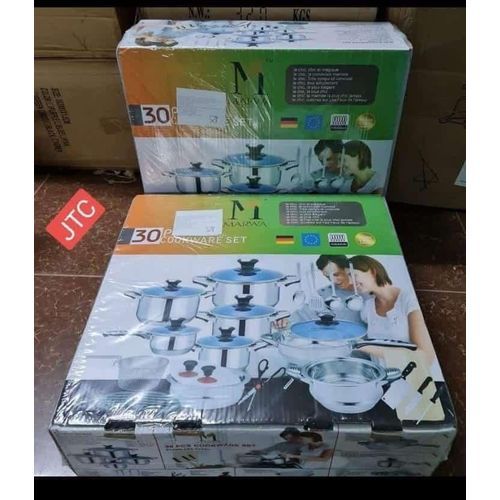 CLEAARNCE OFFER Marwa German Longlife 30pcs Stainless Heavyduty Cookware Set
