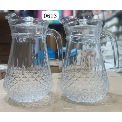 ON OFFER🎇2PC Wine ,Juice, Water Serving Glass Jugs🤩Classic water shape is crafted with fire-polished rim. Machine-made using the latest technology to resemble the quality of hand-blown stemware at a
