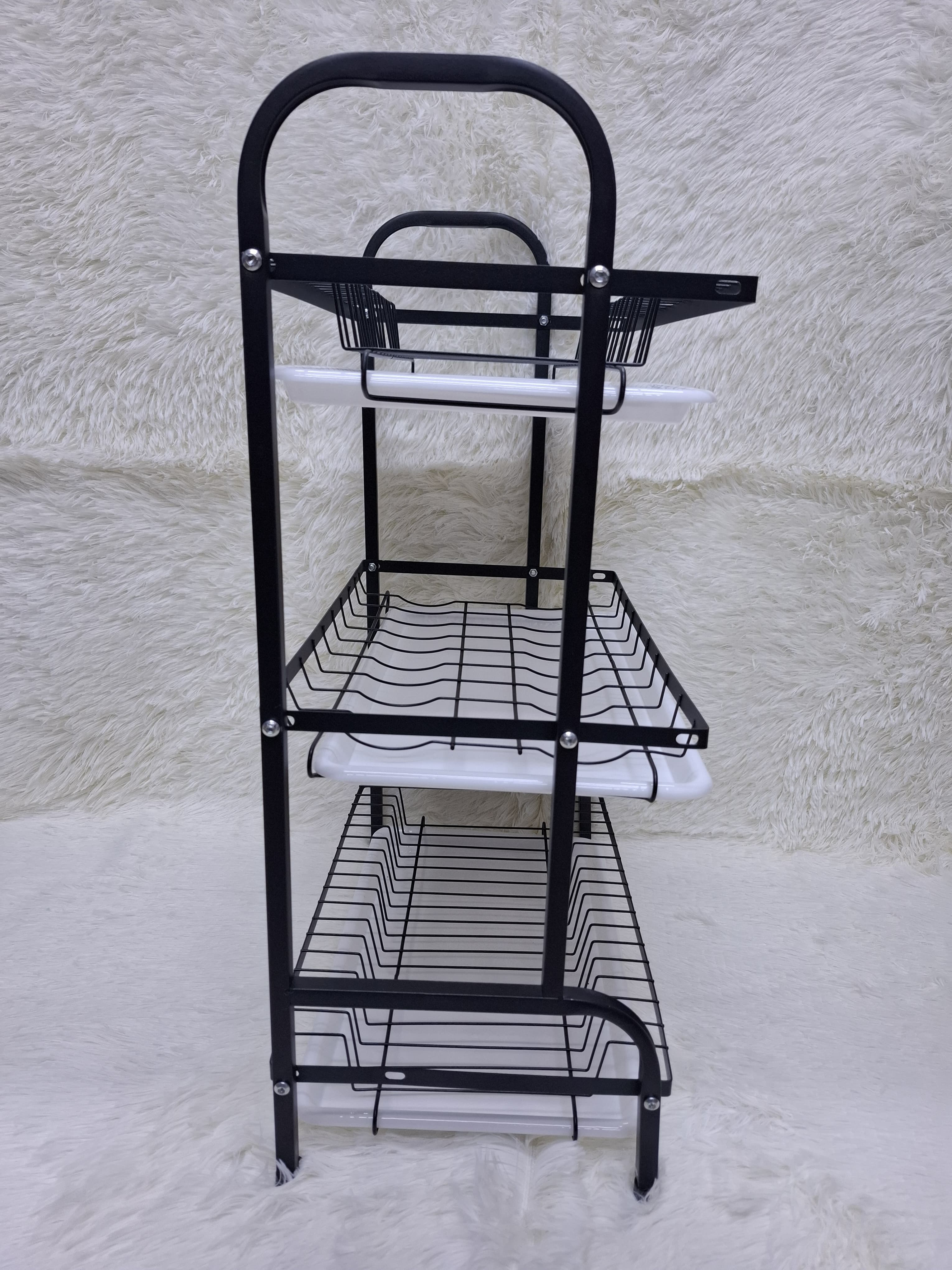 🎇Dish Drying Rack, Metal 3-Tier Large Capacity Dish Rack with Utensil Holder, Cutting Board Holder, Draining Board Tray for Kitchen Counter Storage (Black)🎇Designed to save space on your countertop,