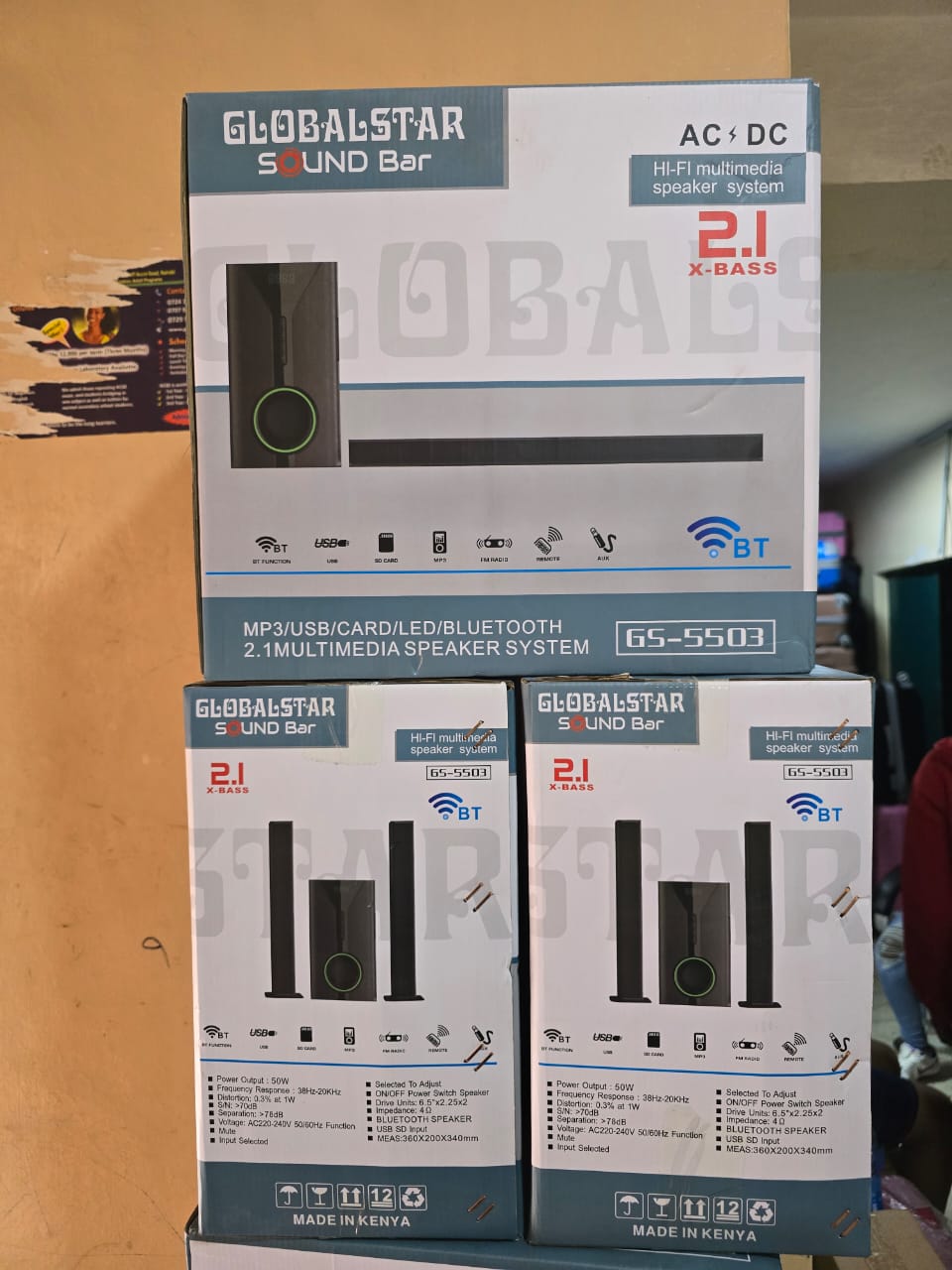 🦋DONT MISS OUT🤩🔥2.1ch globalstar Sub Woofer System BT/USB/FM Tall Boy(model of v527)🎉2.1CH sound system with detachable satellite speakers (use separately or as a sound bar)

???? 3D Acoustic Tech
