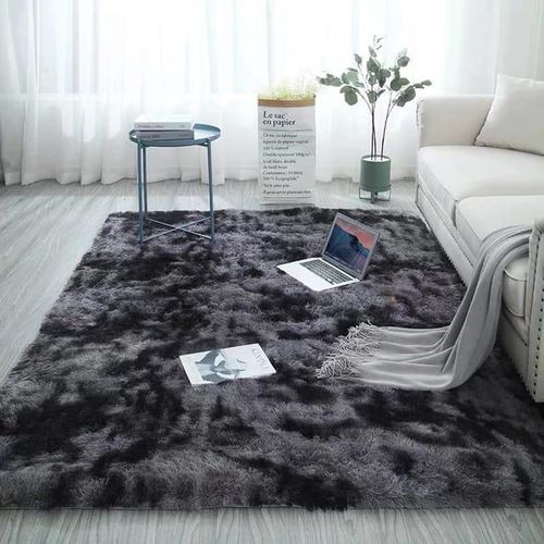 ☀️PRICE DROPPED🎀5 By 8 Soft Fluffy Grey Patches Carpets Non-slip Rugs Floor Mat🦋woolen shag rug in cotton Fluffy material and a thick surface is the ideal carpet for your home that will give you val