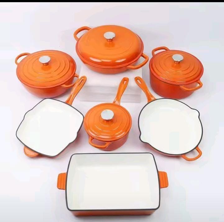💫 11pcs Non Stick Cast Iron Cook Ware Set;Nonstick coating, enamel interior,Heavy material for long time use 💫