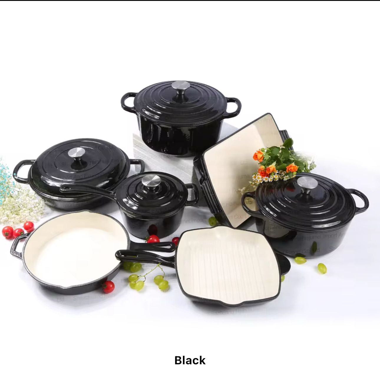 💫 11pcs Non Stick Cast Iron Cook Ware Set;Nonstick coating, enamel interior,Heavy material for long time use 💫