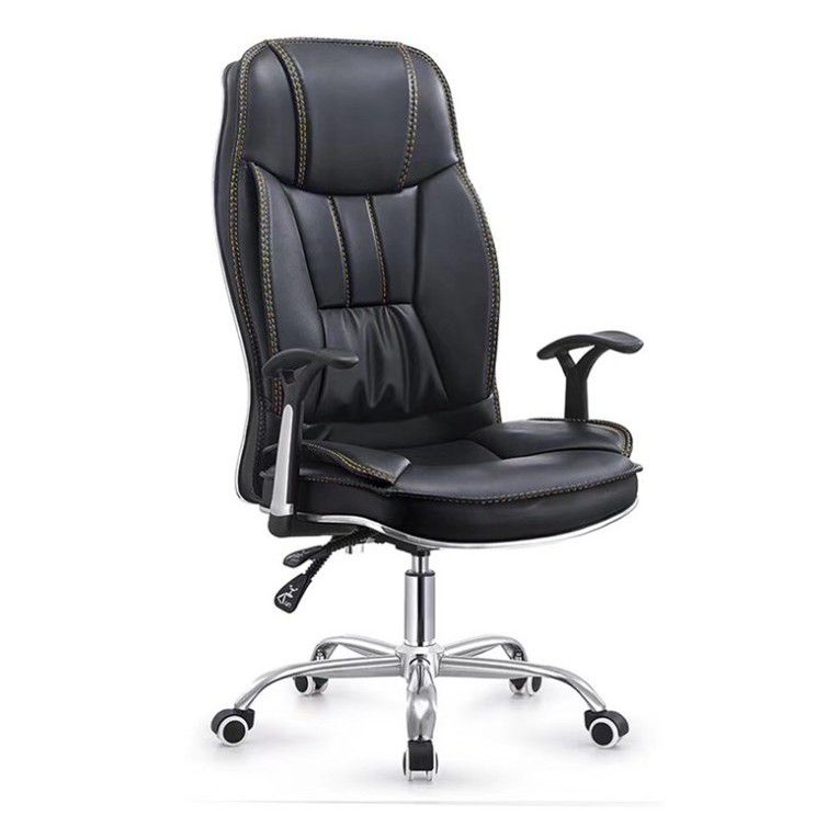 🥳 Office Chair Reclining Leather Office Chair with Lumbar Support - High Back Executive Chair - Thick Seat Cushion - Ergonomic Adjustable Seat Height and Back Recline - Desk and Task Chair