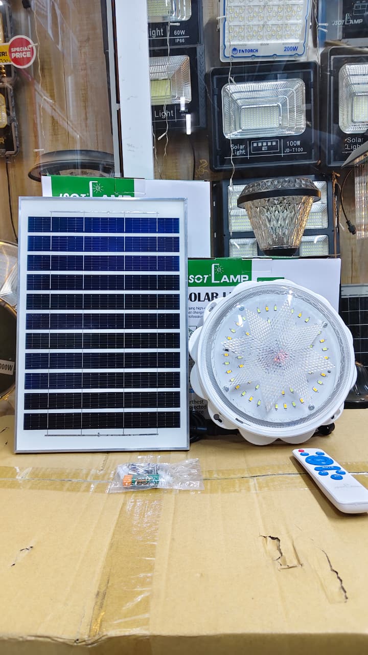 🌟 JSOT Powerful Solar Ceiling Light With Solar Panel + Remote Control, Indoor Home Lighting, 3 Color (Warm, Neutral, White), Energy Saving, All Weather panel, Lighting hours 10-12 hours 🌟