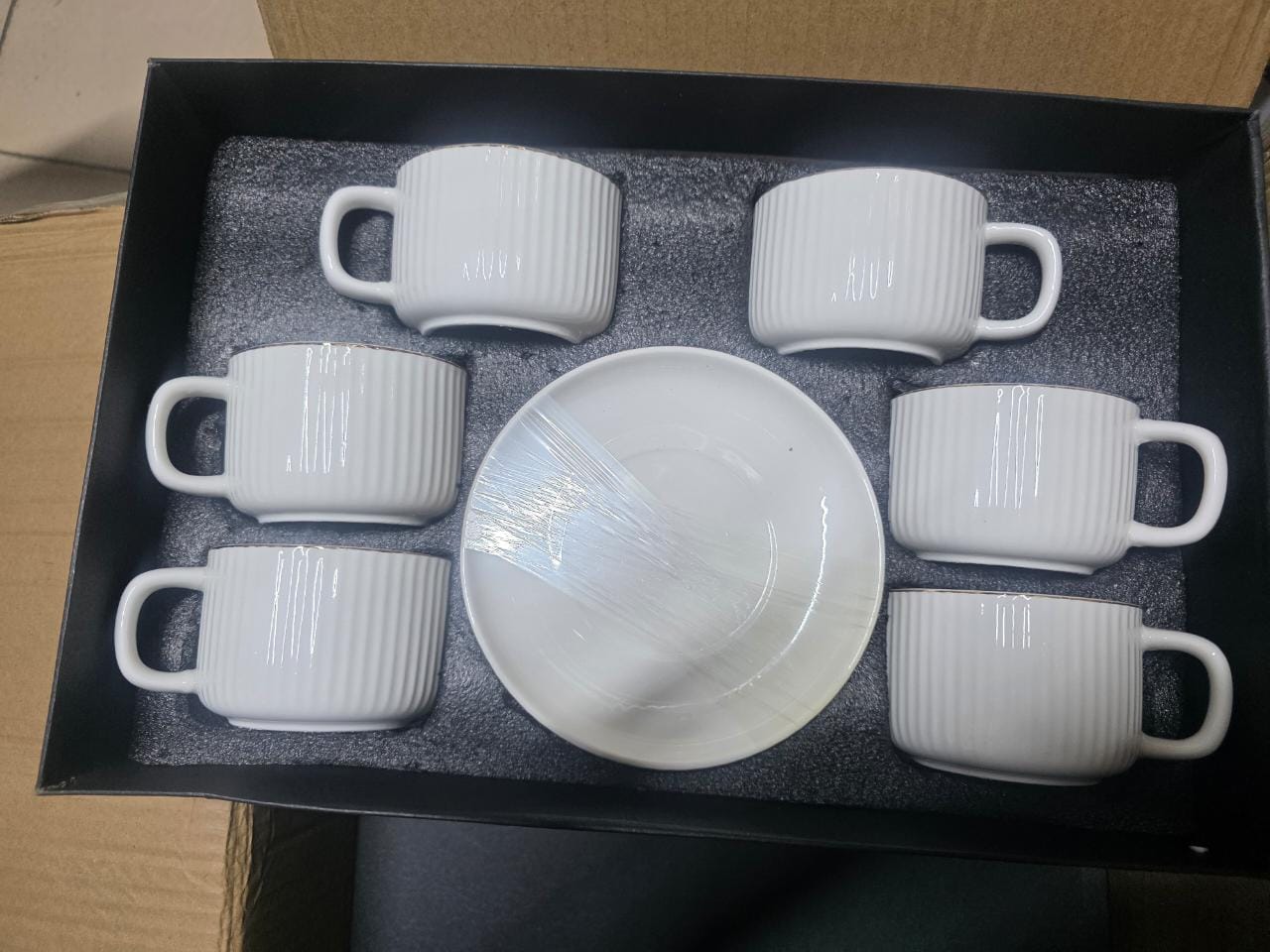 🥳 12 PCS Straight Cup & Saucer Set – 250ml Mugs; Includes 12 cups with matching saucers 🥳