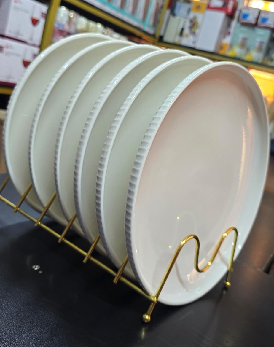 OFFER‼️ OFFER ‼️Japanese 10.5inch Big Rimless Dinner Plates 6 Pcs – Premium Quality Ceramic Plate Set for Dining Elegance & Durability – Ideal for Home, Restaurants & Gifts