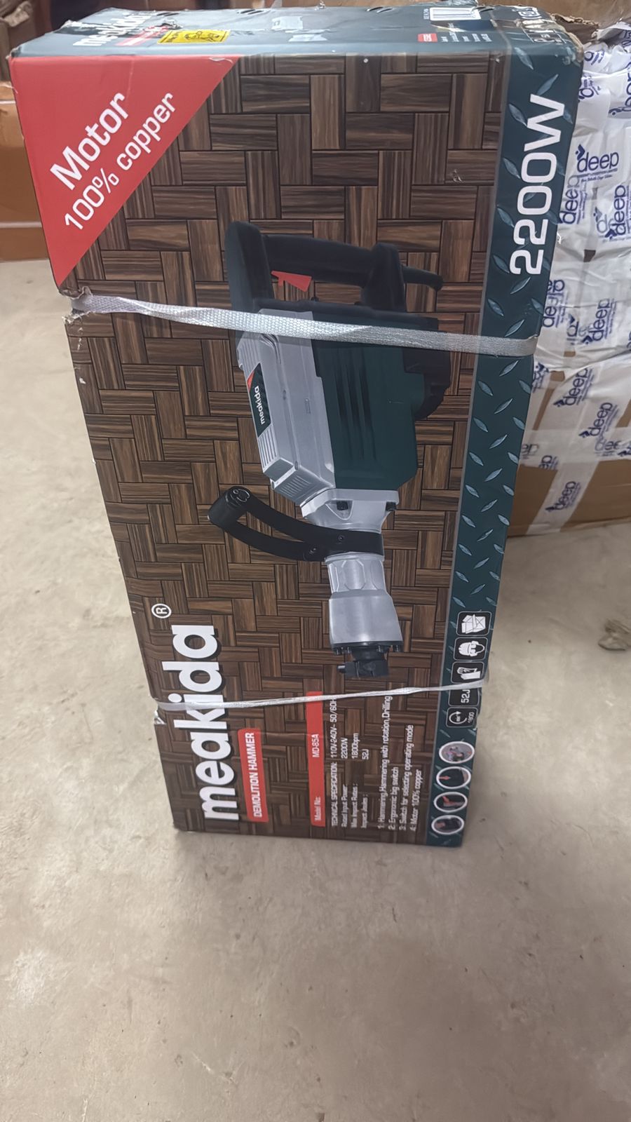 💥 MEAKIDA DEMOLISHER; Heavy duty SDS Hex Demolition Hammer 2200W Concrete Breaker Pneumatic Drill, Jack Hammer, Vibration-Cushioned Handle, Includes Pointed And Flat Chisel 💥