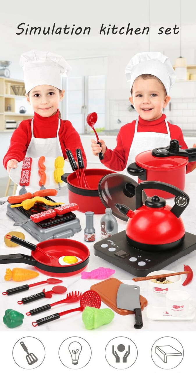 61pcs kids kitchen cookware playset toy set for cooking || Ability training- vision, intellectual development,hands on brain, grasping,sensor