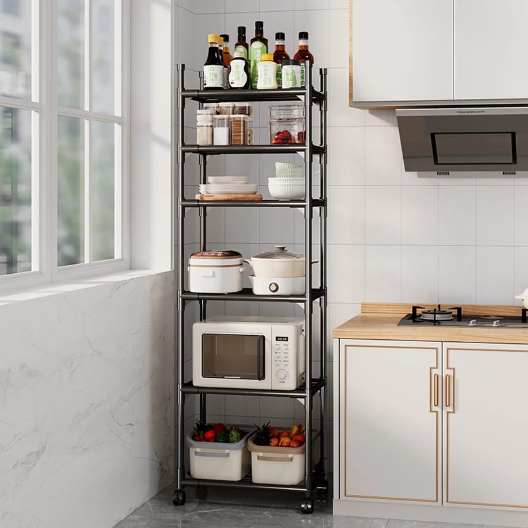 Multipurpose Kitchen Storage Rack with Wheels || Perfect for holding small appliances, condiments, dishes, fruits, vegetables, and more