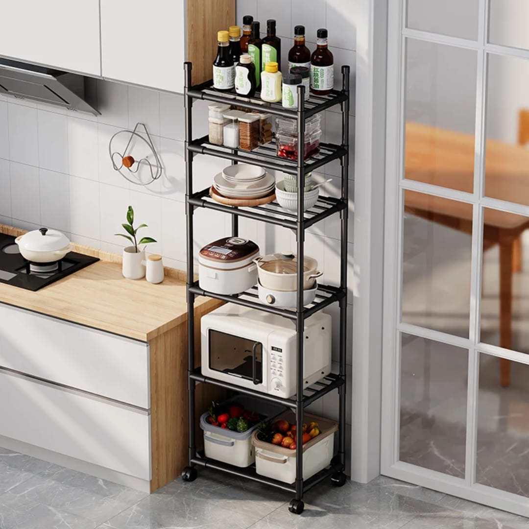 Multipurpose Kitchen Storage Rack with Wheels || Perfect for holding small appliances, condiments, dishes, fruits, vegetables, and more