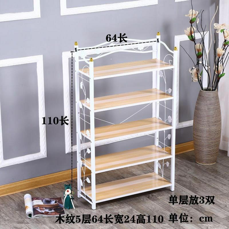 5-Tier Heavy Duty Shoe Rack - Durable Metal Frame & Wooden Shelves - Space-Saving Organizer