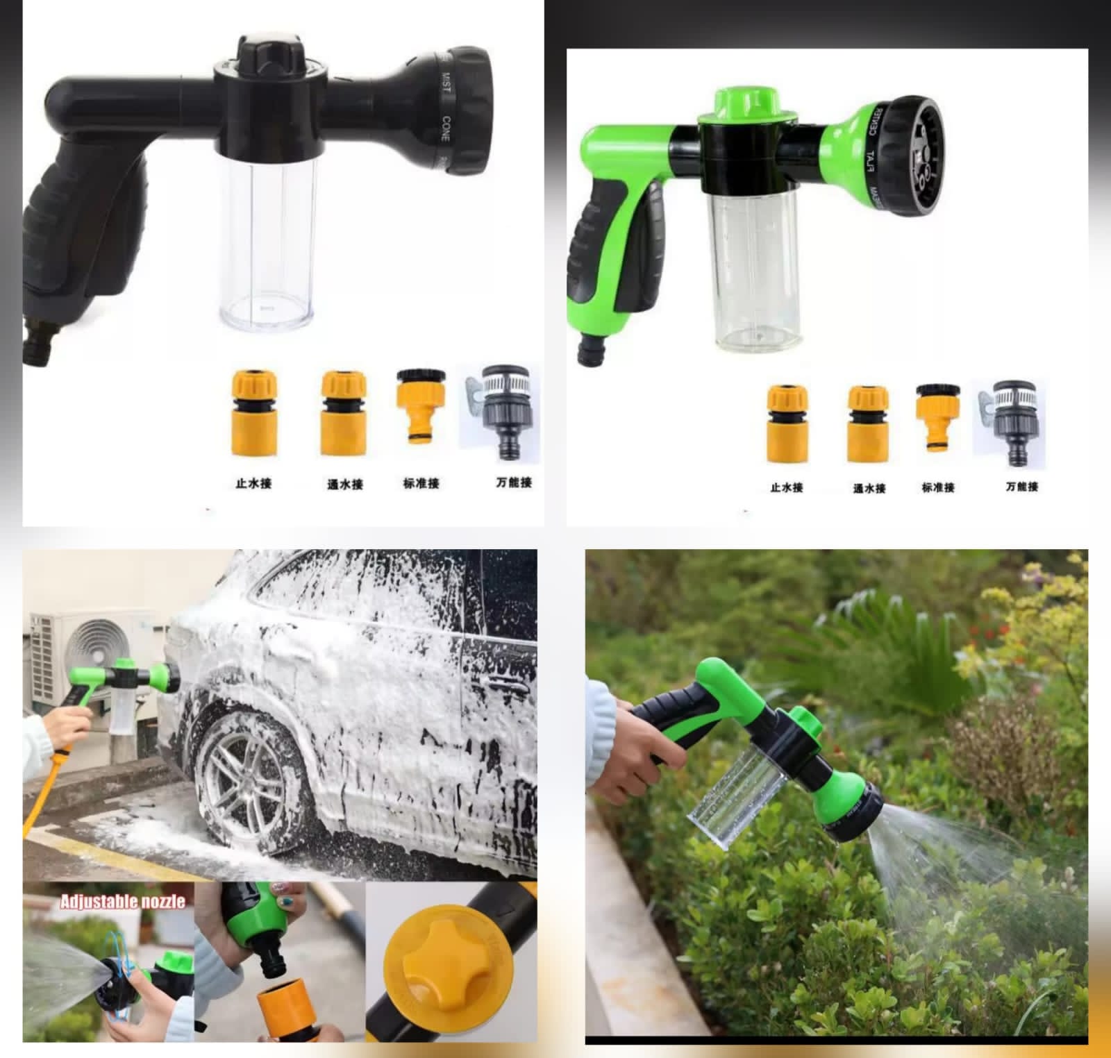 High-Pressure Portable Car Wash Gun - Automatic Foam Sprayer with Adjustable Spray Head