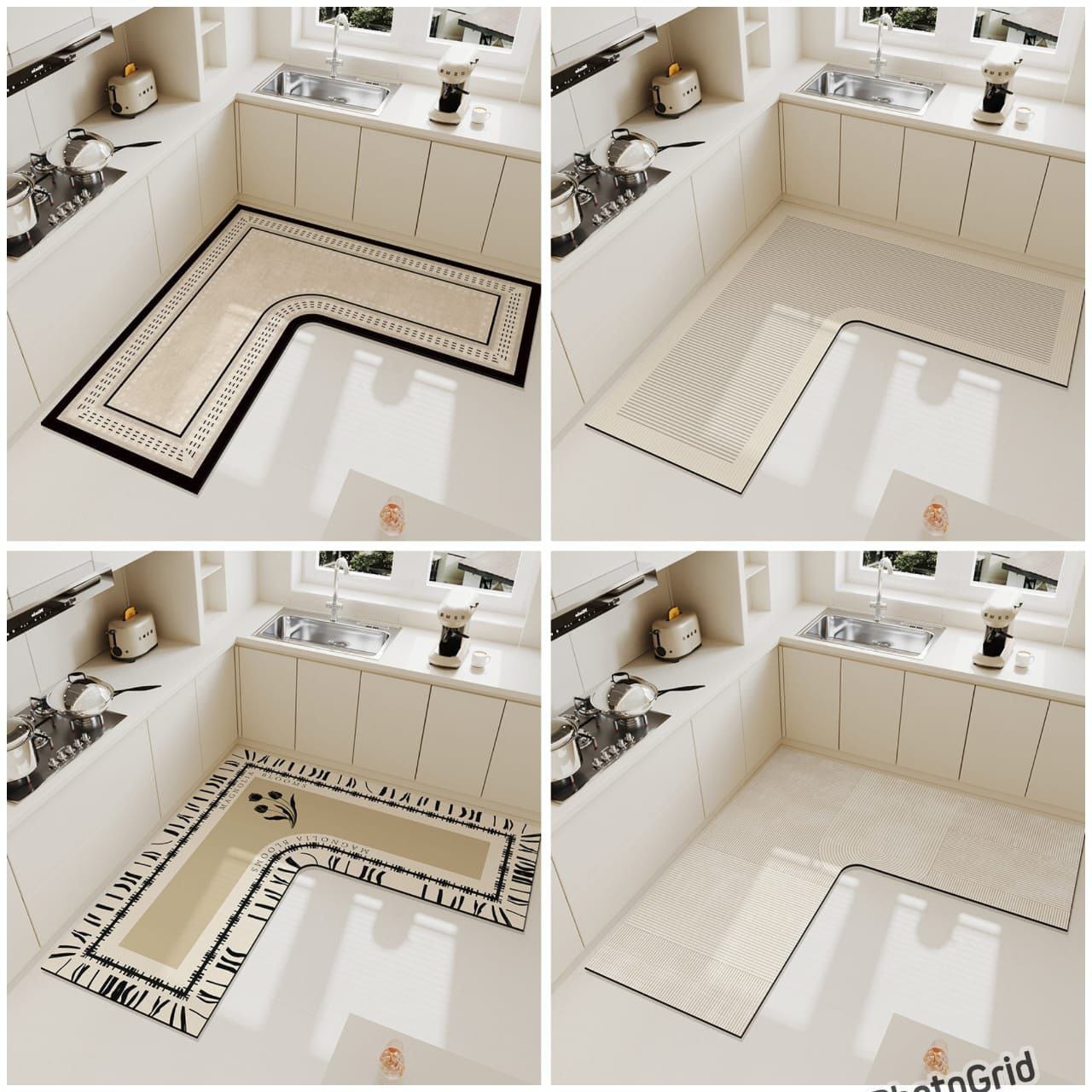 L-Shaped Non-Slip Kitchen Floor Mat - Ultra-Absorbent & Quick-Dry Area Rug (70 x 70 x 35cm)