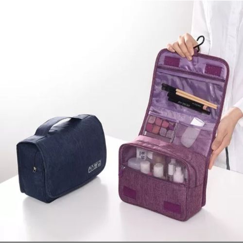 TRAVEL COSMETIC MAKEUP TOILETRY BAGS - WATERPROOF, EASY TO CLEAN, CONVENIENT FOR STORAGE AND TRAVEL, AVAILABLE IN HOT PINK, SKY BLUE, GREY, PEACH, AND BABY PINK