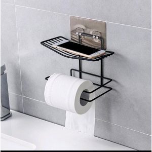Wall mounted wrought iron tissue holder with adhesive sticker