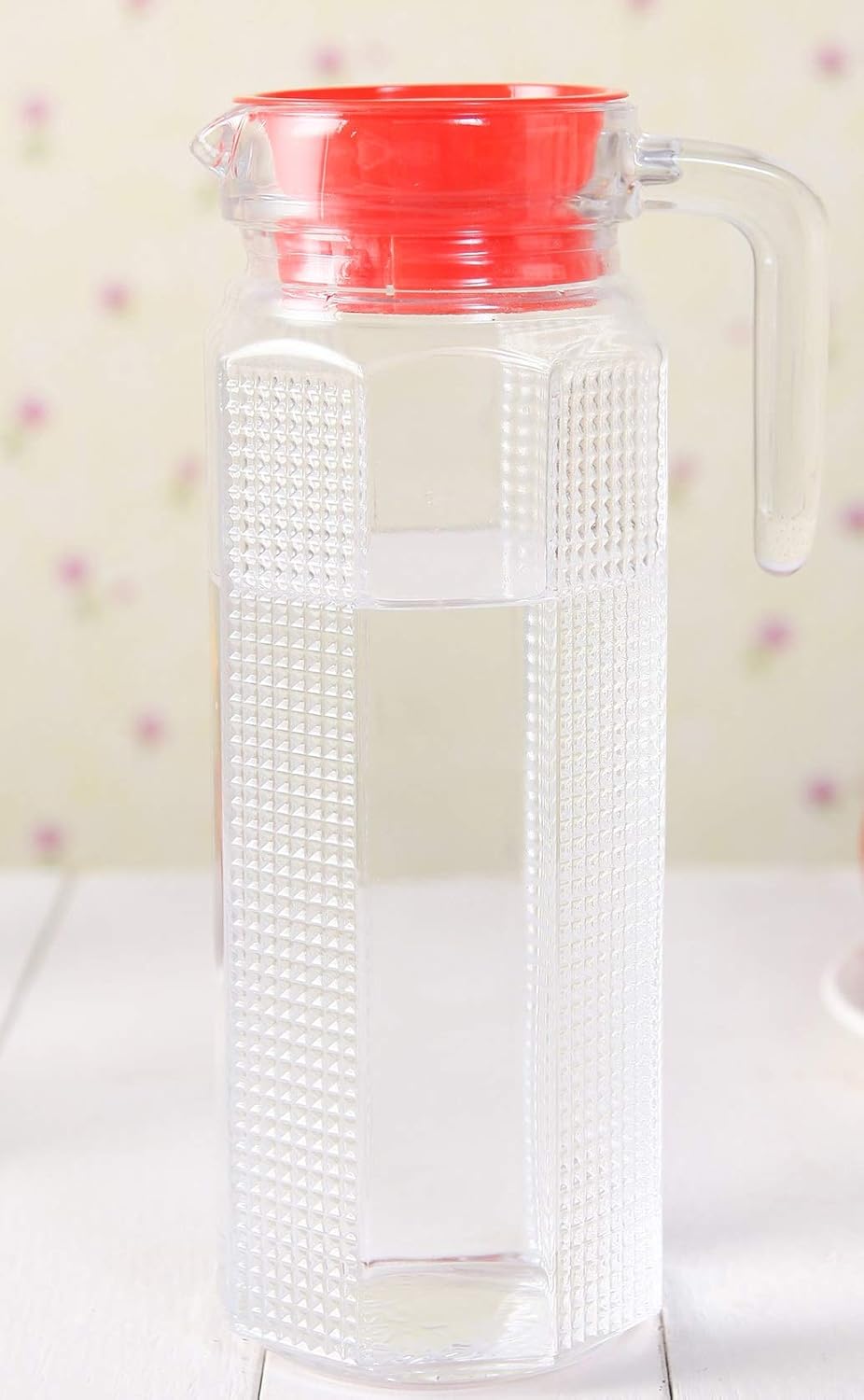 Glass Water/Juice Jug Pitcher Carafe with Handle and Plastic Lid | Hub Glass Water Jug | for Drinking Beverages, Serving Kitchen and Dining/Tableware-Milk, Juice, Water