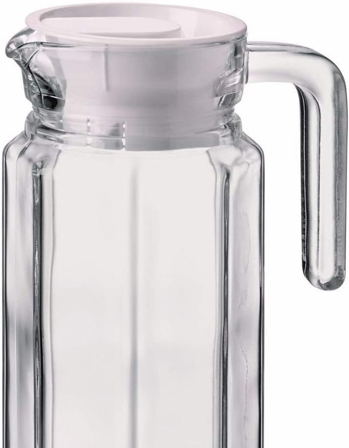 Glass Water/Juice Jug Pitcher Carafe with Handle and Plastic Lid | Hub Glass Water Jug | for Drinking Beverages, Serving Kitchen and Dining/Tableware-Milk, Juice, Water