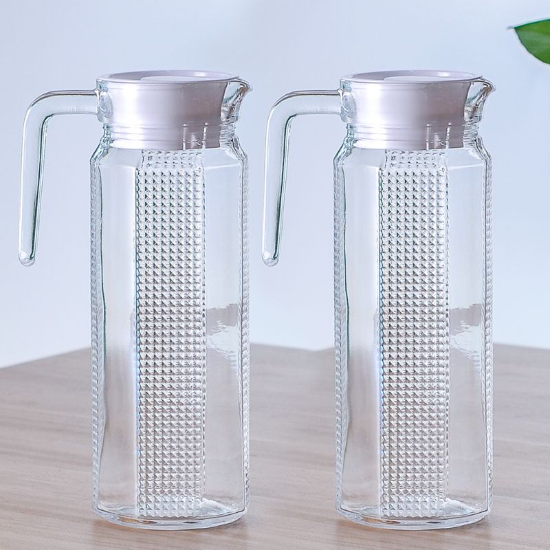 Glass Water/Juice Jug Pitcher Carafe with Handle and Plastic Lid | Hub Glass Water Jug | for Drinking Beverages, Serving Kitchen and Dining/Tableware-Milk, Juice, Water