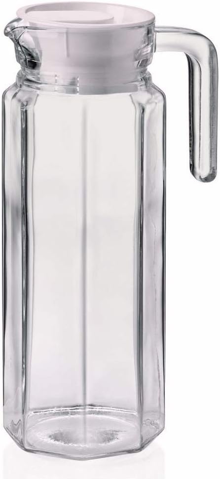 Glass Water/Juice Jug Pitcher Carafe with Handle and Plastic Lid | Hub Glass Water Jug | for Drinking Beverages, Serving Kitchen and Dining/Tableware-Milk, Juice, Water