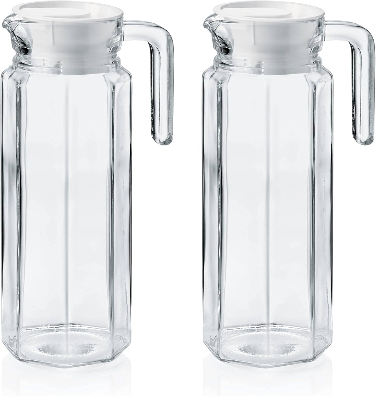 Glass Water/Juice Jug Pitcher Carafe with Handle and Plastic Lid | Hub Glass Water Jug | for Drinking Beverages, Serving Kitchen and Dining/Tableware-Milk, Juice, Water
