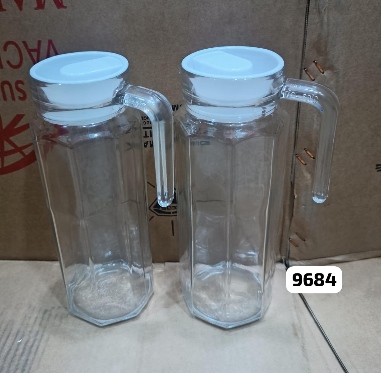 Glass Water/Juice Jug Pitcher Carafe with Handle and Plastic Lid | Hub Glass Water Jug | for Drinking Beverages, Serving Kitchen and Dining/Tableware-Milk, Juice, Water