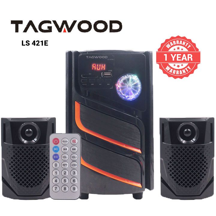 (Discount)TAGWOOD LS-421E 2.1CH 6000W PMPO WOOFER Home Audio SPEAKER BLUETOOTH/FM/SB/USB Subwoofer Speaker System