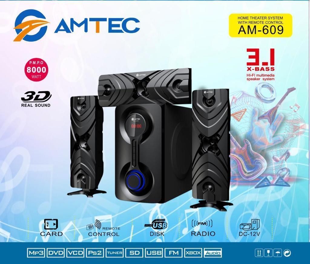 Amtec AM-609 3.1CH 8000W Bluetooth System-FM,USB,SD Sub Woofer System Home Theater Speaker System Home Audio