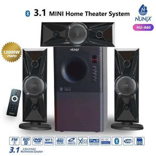 Nunix 3.1 NU-A60 Mini Home Theater System sound System Woofer Speaker System Bluetooth, USB,FM, and super bass surround
