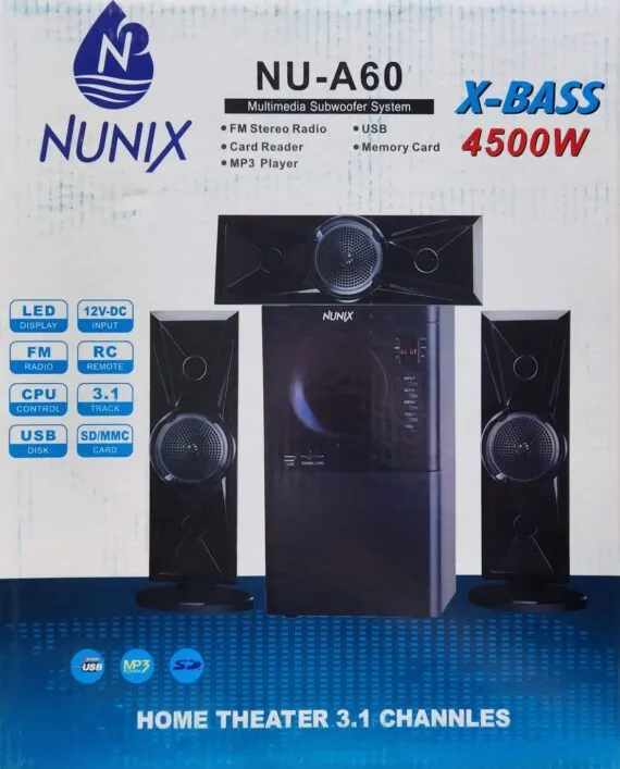 Nunix 3.1 NU-A60 Mini Home Theater System sound System Woofer Speaker System Bluetooth, USB,FM, and super bass surround