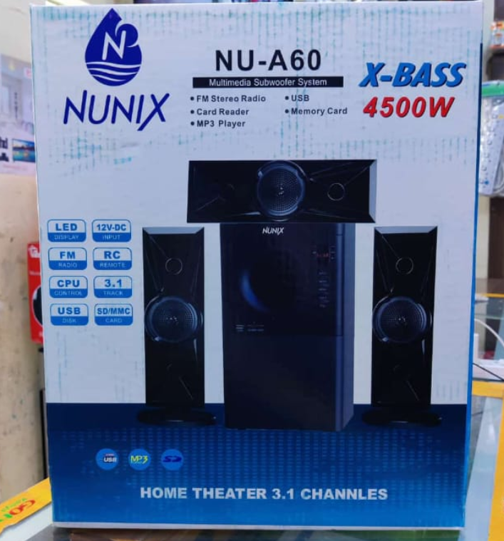Nunix 3.1 NU-A60 Mini Home Theater System sound System Woofer Speaker System Bluetooth, USB,FM, and super bass surround