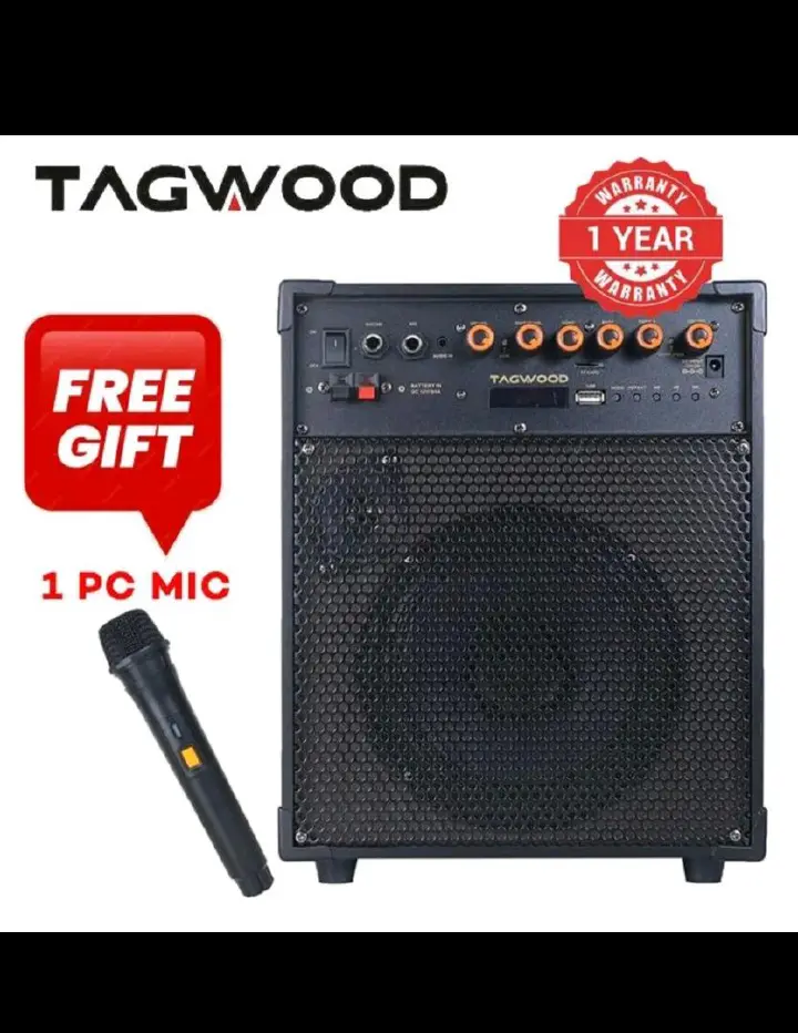 Tagwood LTS-6A portable outdoor speaker,bluetooth,SD,FM with free wireless microphone and inbuilt battery rechargeable