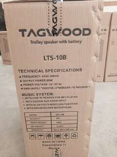 NEW TAGWOOD LTS-10B PORTABLE OUTDOOR TROLLEY SPEAKER WITH TWO FREE WIRELESS MICROPHONES,IN-BUILT BATTERY.