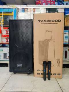 NEW TAGWOOD LTS-10B PORTABLE OUTDOOR TROLLEY SPEAKER WITH TWO FREE WIRELESS MICROPHONES,IN-BUILT BATTERY.