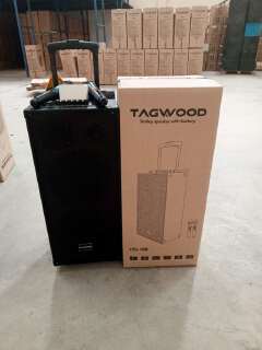 NEW TAGWOOD LTS-10B PORTABLE OUTDOOR TROLLEY SPEAKER WITH TWO FREE WIRELESS MICROPHONES,IN-BUILT BATTERY.