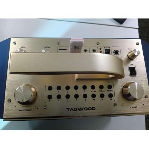 NEW Tagwood LTS-5A Portable Speaker (36W) – 5-inch Bass Unit • Bluetooth/USB/AUX • MP3 Support • LED Display & Remote • 45Hz-20kHz Range•Wood Build•4.8 kg•Rechargeable Battery.Has ONE FREE microphone