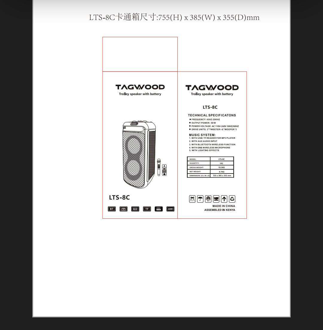 NEW TAGWOOD LTS-8C PORTABLE  BEAT BOX  RECHARGEABLE WITH USB/FM/BLUETOOTH . HAS ONE FREE WIRELESS MICROPHONE.