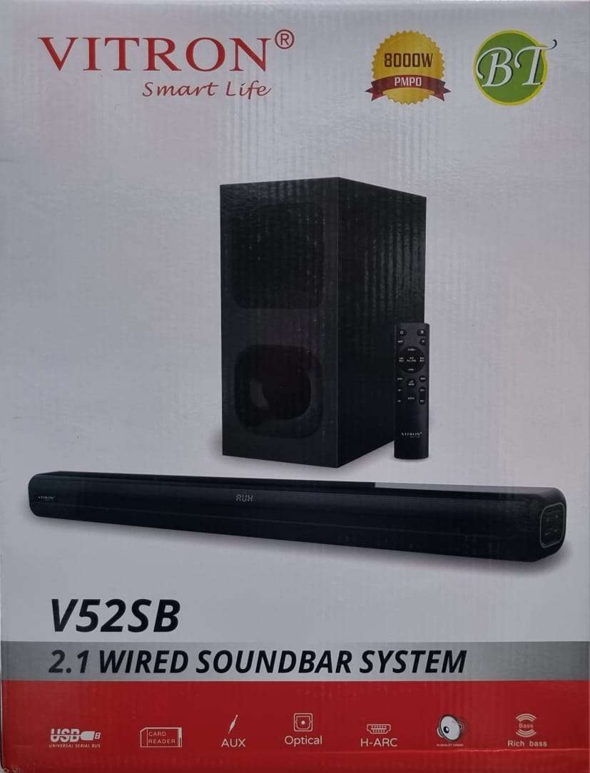 VITRON V52SB 2.1CH WITRED SOUNDBAR SYSTEM WITH USB TF CARD READER AUX OPTICAL H-ARC WITH RICH BASS