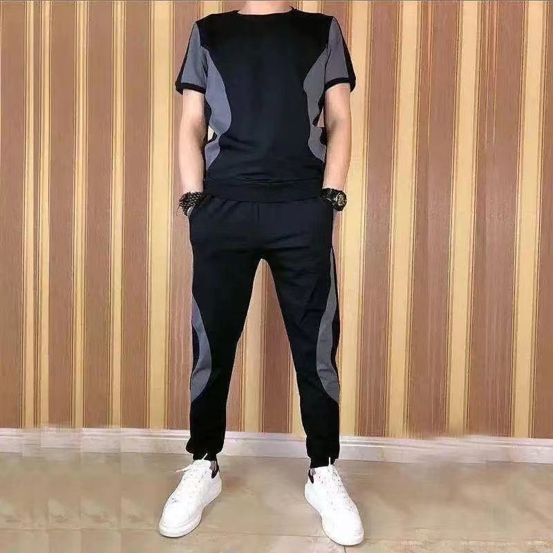 (T-shirts+Sweatpants) Fashion Classic Men’s Trousers Men's T-shirts Super Value Breathable Casual Joggers Sweatpants
