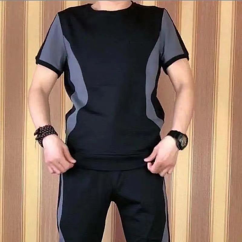 (T-shirts+Sweatpants) Fashion Classic Men’s Trousers Men's T-shirts Super Value Breathable Casual Joggers Sweatpants