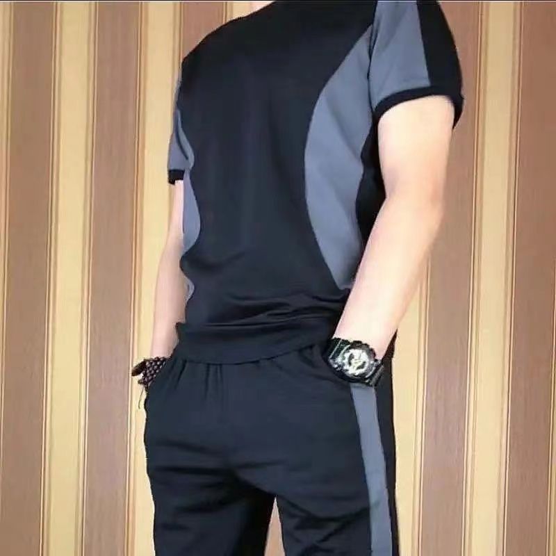 (T-shirts+Sweatpants) Fashion Classic Men’s Trousers Men's T-shirts Super Value Breathable Casual Joggers Sweatpants