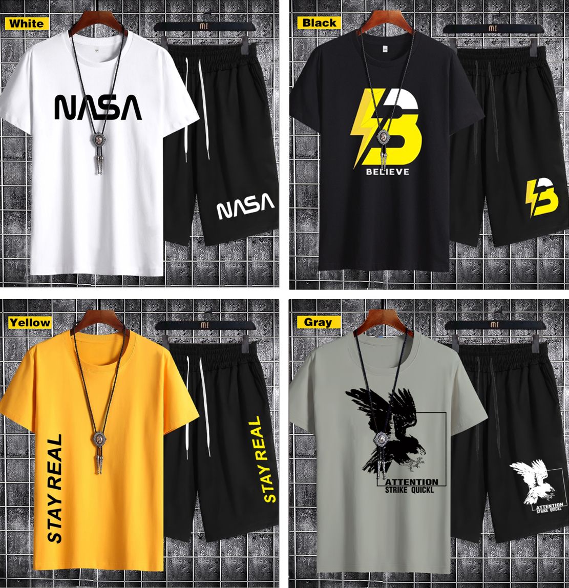 【T-shirt+short 】 Short-sleeved men's T-shirt 1202
