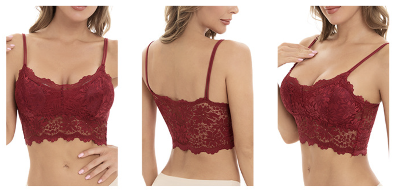 Comfy Floral Lace Wireless Push Up Bra - Women's Lingerie & Underwear