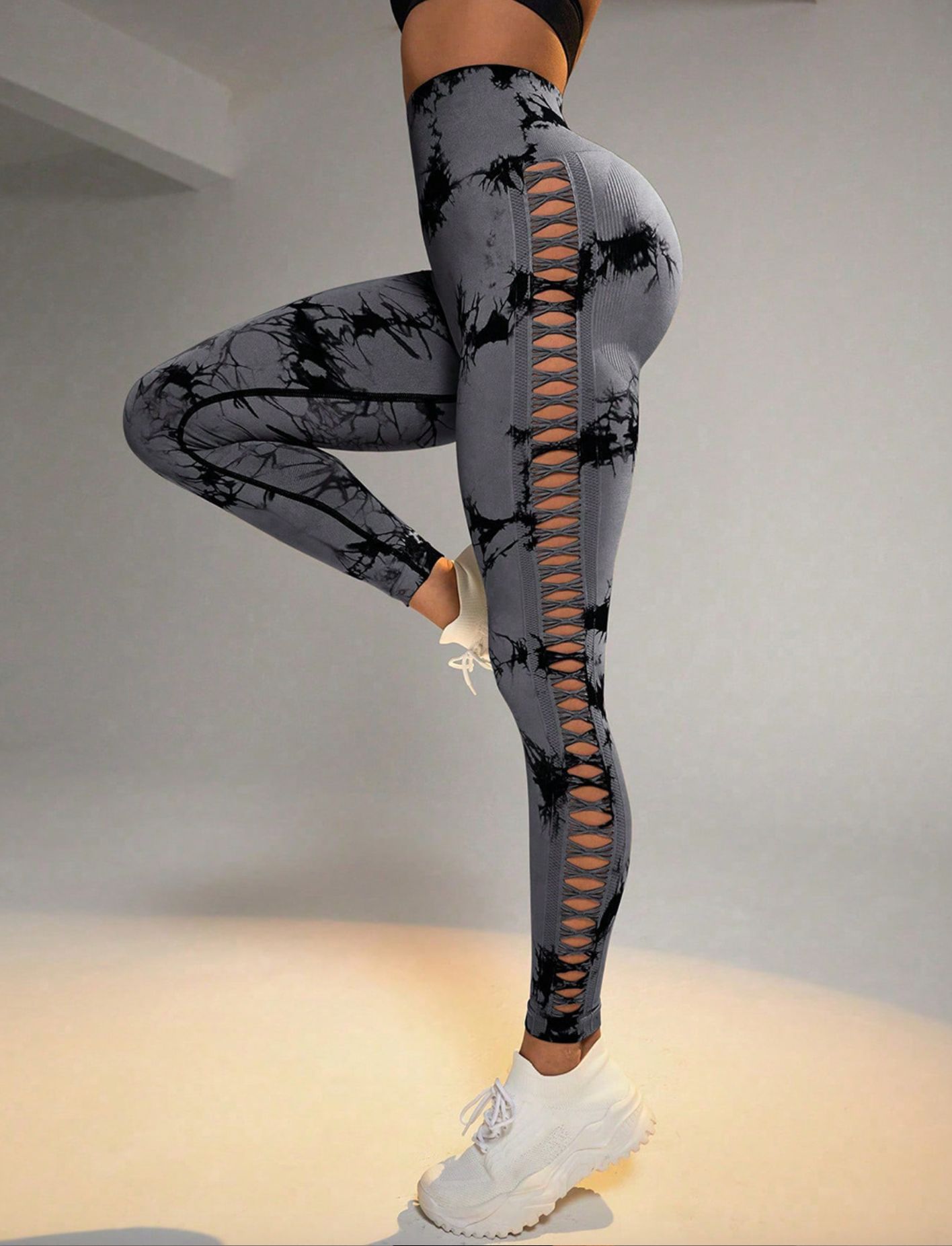 Tie-Dye Yoga Pants Side Hollow Lady Seamless Sports Leggings Jogging Sports Pants Butt Lift Workout Fitness Tights Gym Clothing