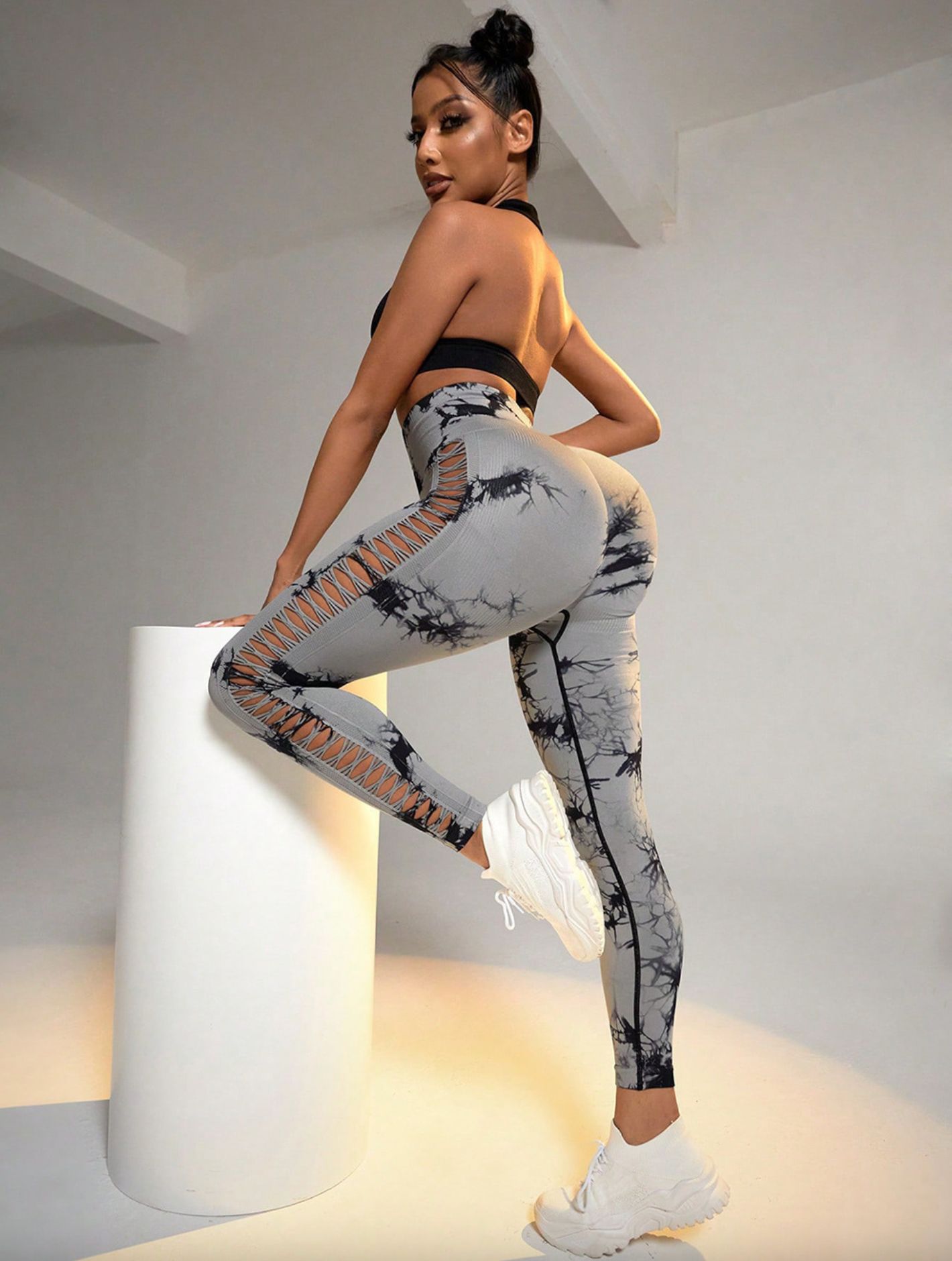 Tie-Dye Yoga Pants Side Hollow Lady Seamless Sports Leggings Jogging Sports Pants Butt Lift Workout Fitness Tights Gym Clothing