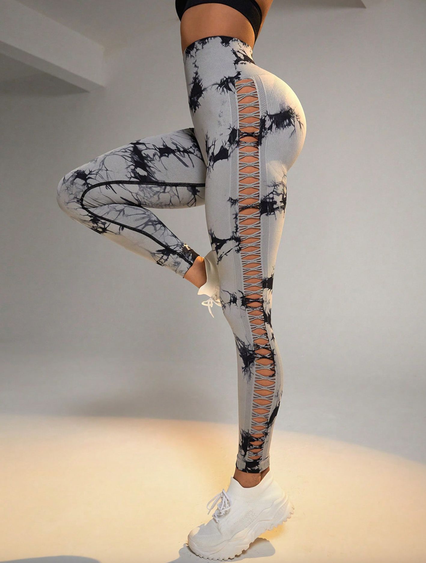 Tie-Dye Yoga Pants Side Hollow Lady Seamless Sports Leggings Jogging Sports Pants Butt Lift Workout Fitness Tights Gym Clothing