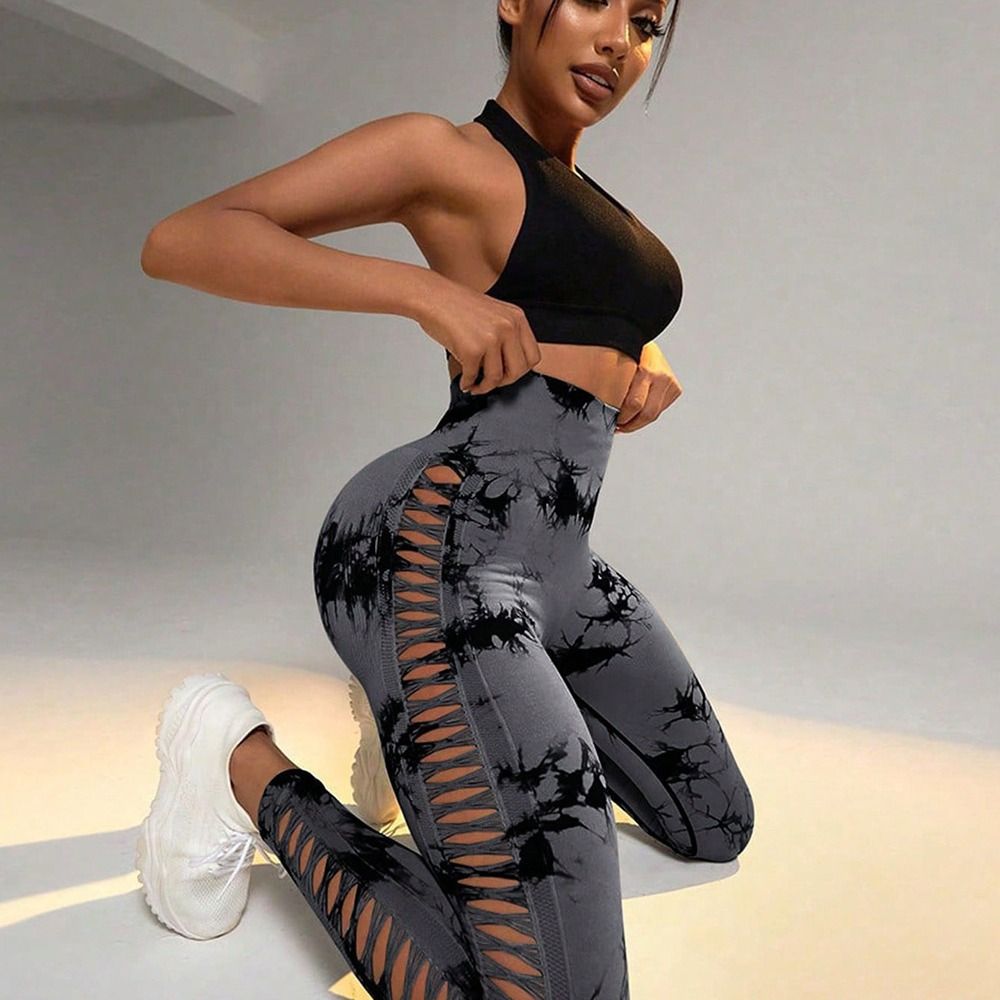 Tie-Dye Yoga Pants Side Hollow Lady Seamless Sports Leggings Jogging Sports Pants Butt Lift Workout Fitness Tights Gym Clothing